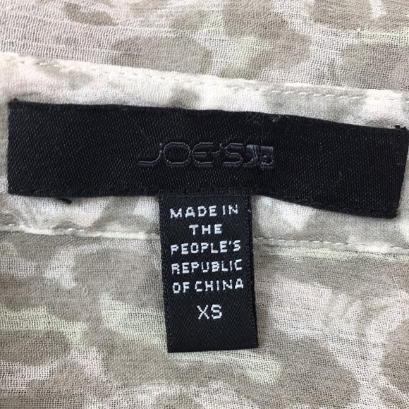 Joe's Tan Silk Rock Leopard Button‎ Front Shirt Womens XS Sheer Long Sleeve - Picture 5 of 11